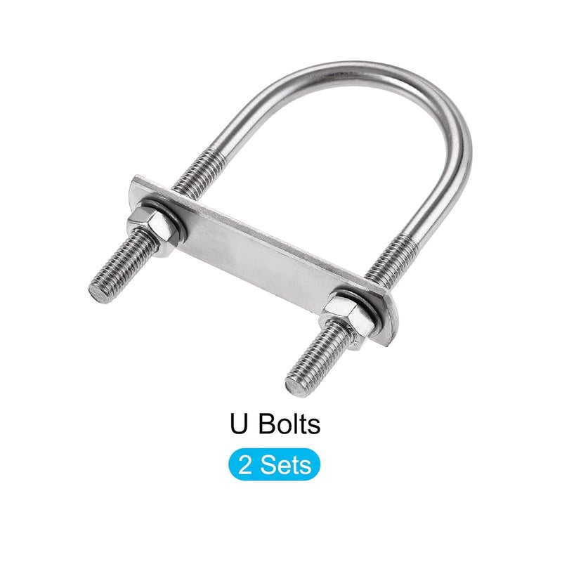 METALLIXITY U Bolts 2 Sets (M8x52x100mm), Round U Bolt 304 Stainless Steel with Accessories - for Construction, Pipe - Image 5